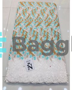 SWISS LACE - WHITE/TEAL/GOLD - NAVYA GALERIE 